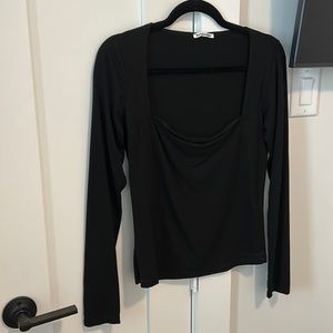 Square neck black stretch long sleeve